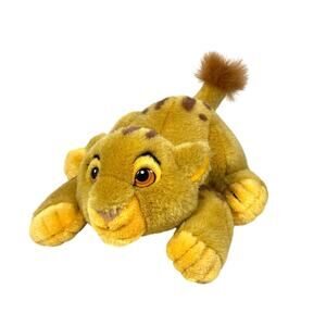 Disney Store Lion King Baby Simba Cub Pouncing Laying Plush Stuffed Animal Soft